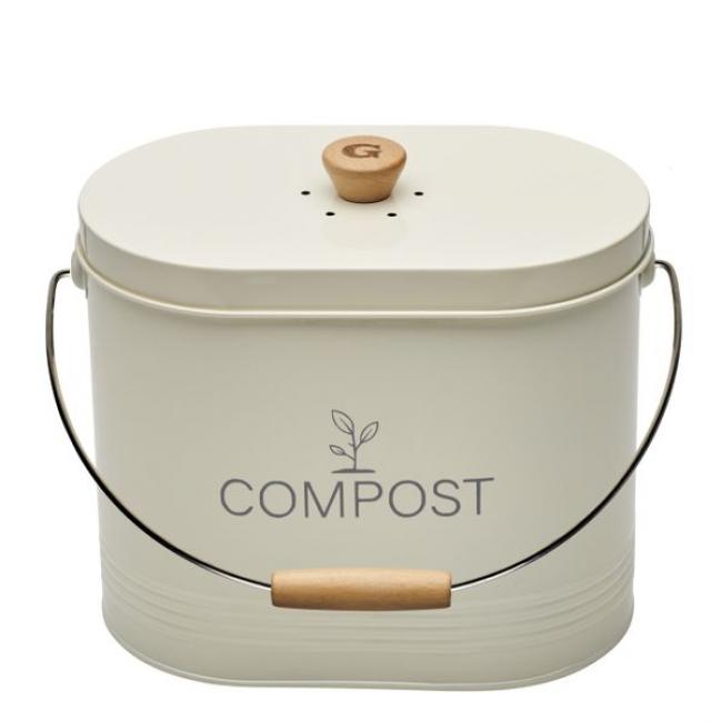 Seau &agrave; compost ovale beige 7 L
